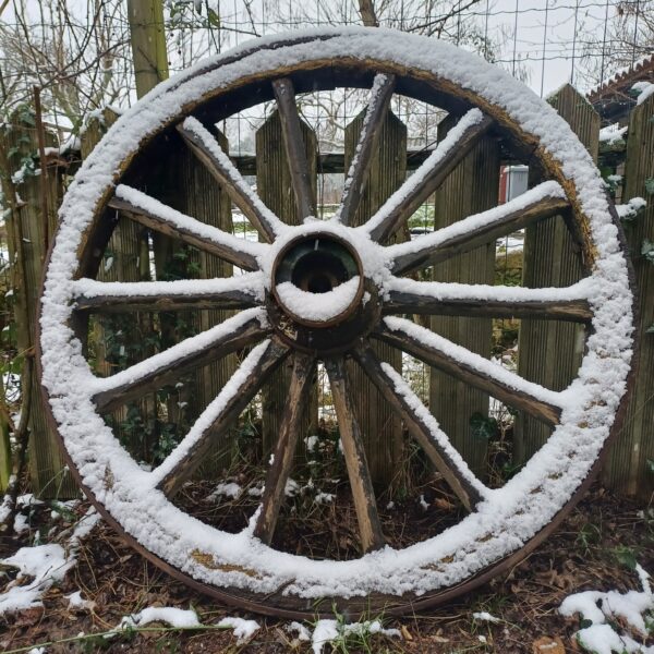 Une roue sous la neige